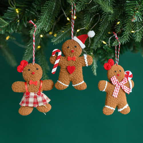 Cross-border new product Christmas tree brown gingerbread man fabric pendant Christmas decoration scene decoration decoration wholesale