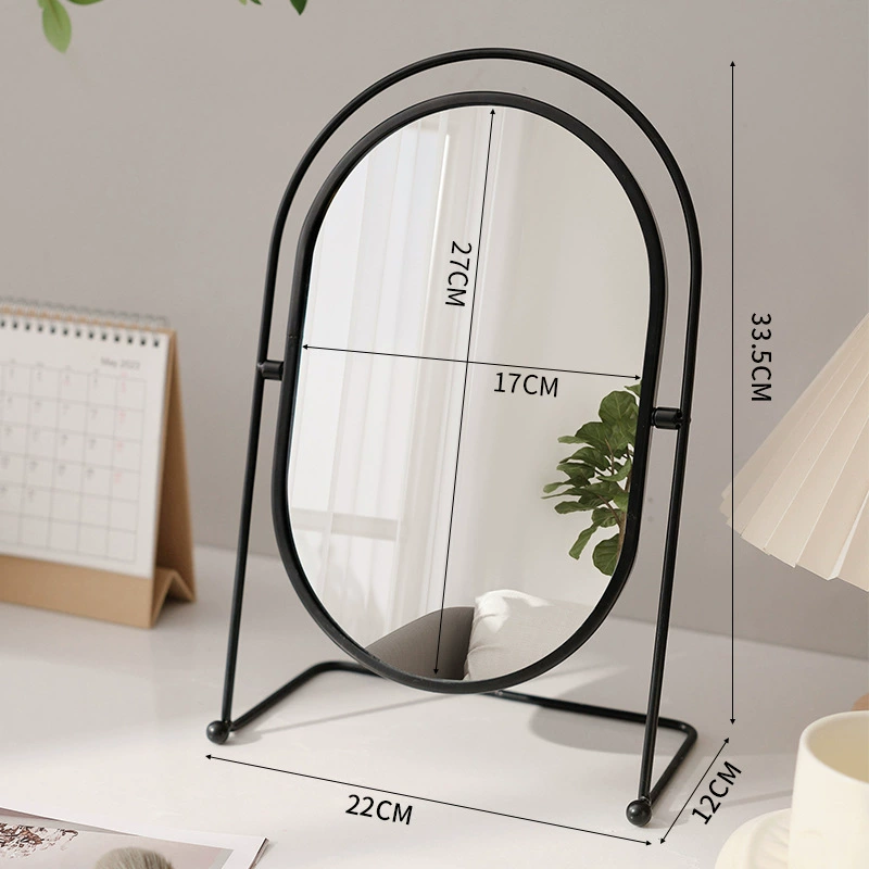 Dressing Table Mirror — Rotatable Oval Desktop Mirror, Silver/Gold/Black, Multiple Sizes