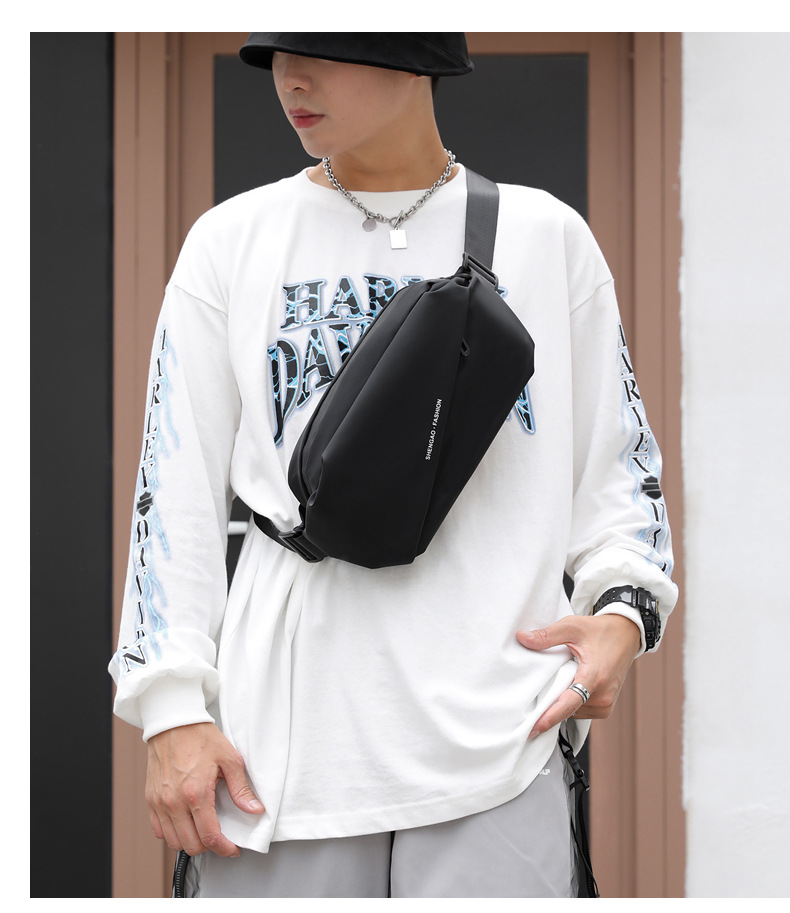 New cross-border men's waist bag, outdoor sports mobile phone bag, multi-functional large-capacity chest bag, casual single-shoulder crossbody bag undefined