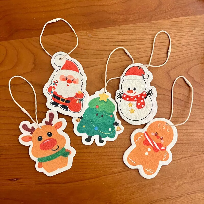 Cross-Border Hot-Selling Christmas Series Christmas Snowman Cartoon Compressed Wood Pulp Dishwashing Sponge Kitchen Dishwashing Sponge