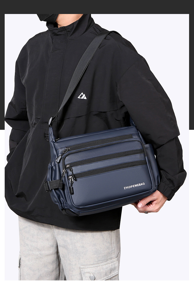 Cross-border men's crossbody bag, PU large-capacity messenger bag, Japanese-style simple functional single-shoulder bag, fashionable and versatile casual bag undefined