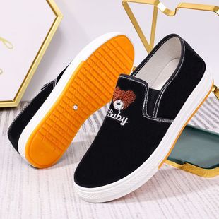 Women's outdoor canvas shoes spring and summer New thick-soled round toe casual comfortable all-match slip-on tendon bottom women's board shoes