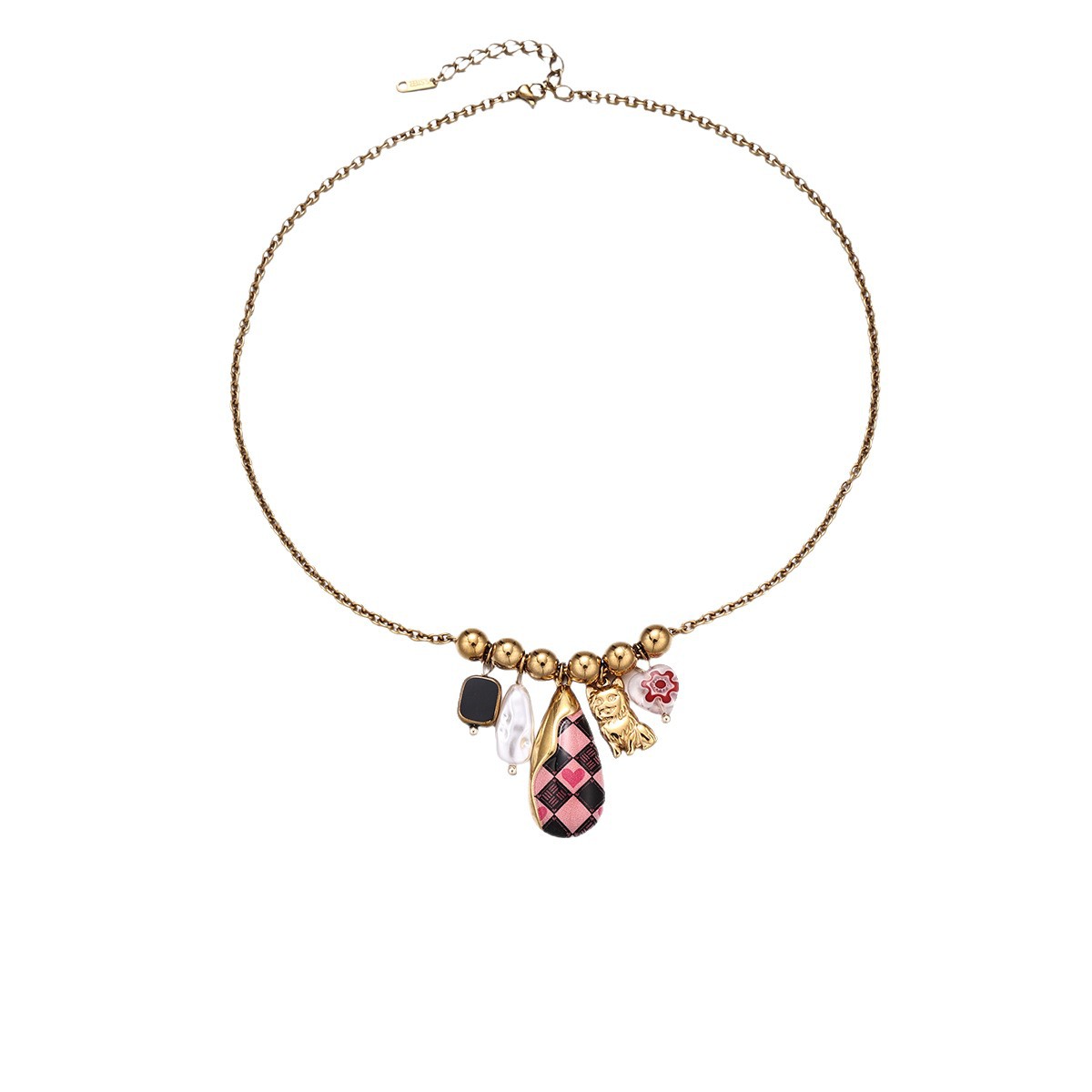 Collar de acero inoxidable TENA Europa y América lujo ligero nicho de moda universal cadena de clavícula colgante de aceite hecha a mano joyerías de acero