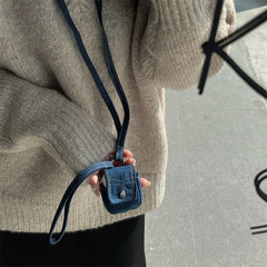 シンプルで個性的なデニムイヤホンバッグアップルairpod 1/2 bluetoothイヤホンpro保護カバー3適用ストラップ女性