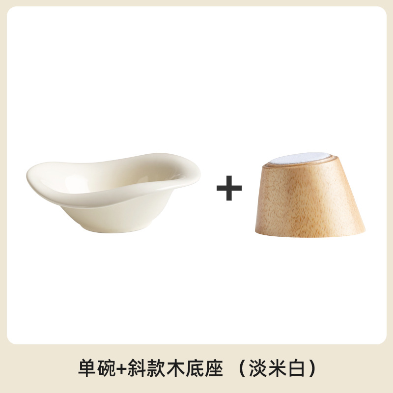 Dividir tazón de fuente del gato de cerámica Pet Bowl alto pie boca oblicua protección del cuello anti-golpe tazón de fuente de comida para gatos tazón de fuente de perro al por mayor