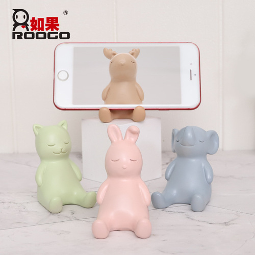 Creative small animal mobile phone holder ornaments modern simple office desktop cute cartoon bracket home decoration