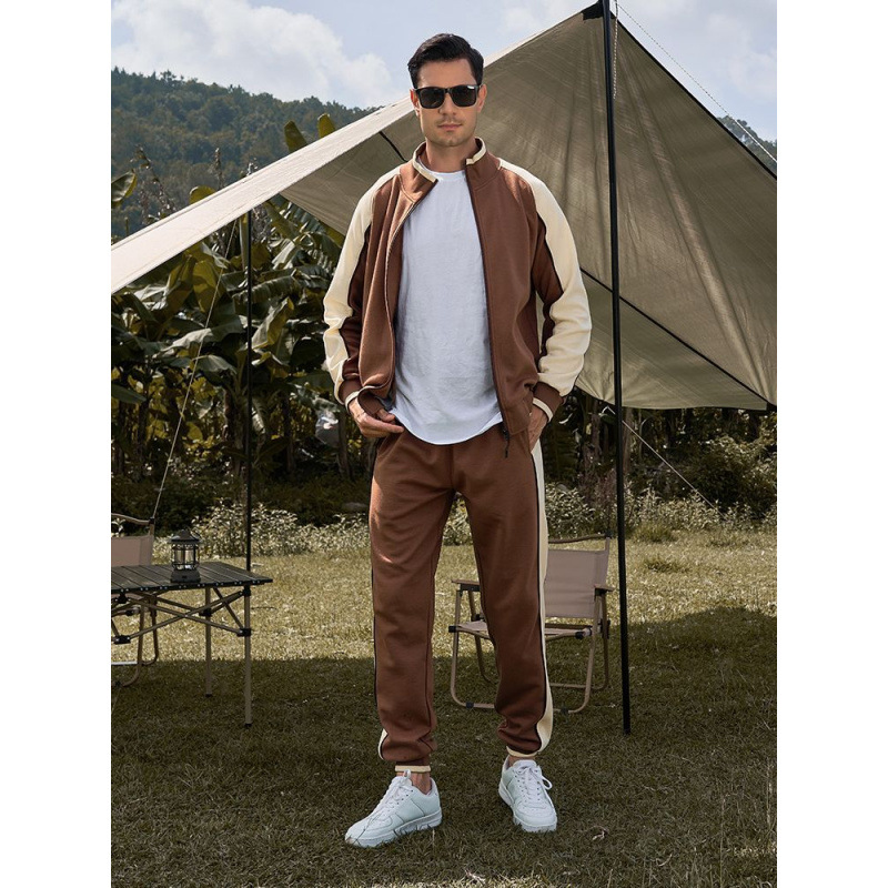 Cross-Border Men's New Autumn Long-Sleeved Sweatshirt Large Size Sportswear Men's Two-Piece Sports and Leisure Suit Wholesale