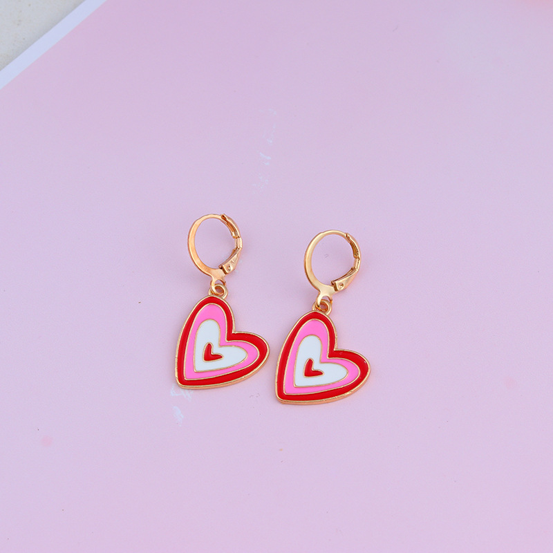 Fashion Heart Shape Alloy Enamel Women's Earrings 1 Pair display picture 8