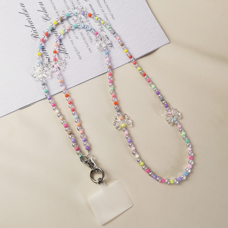 Mobile Phone Lanyard Women's High-end Mobile Phone Rope Cross-body Hanging Chain Long Crystal Bead Cross-body Handmade Beaded Chain