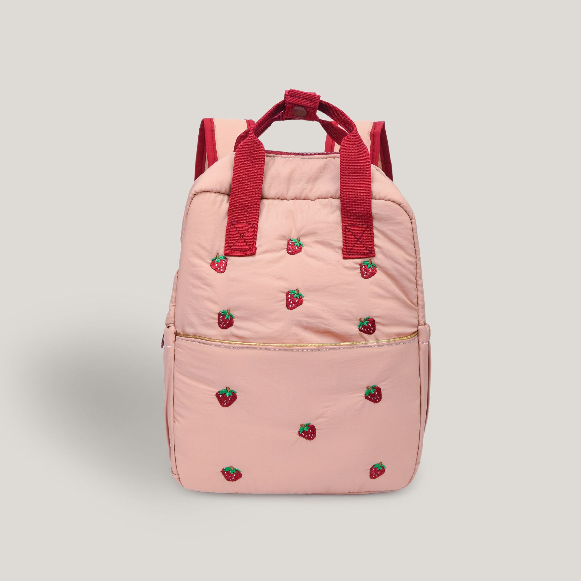 New Lightweight Autumn-Colored Strawberry Embroidered Backpack Children's Double-Shoulder Kindergarten Small School Bag
