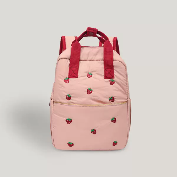 New Lightweight Autumn-Colored Strawberry Embroidered Backpack Children's Double-Shoulder Kindergarten Small School Bag