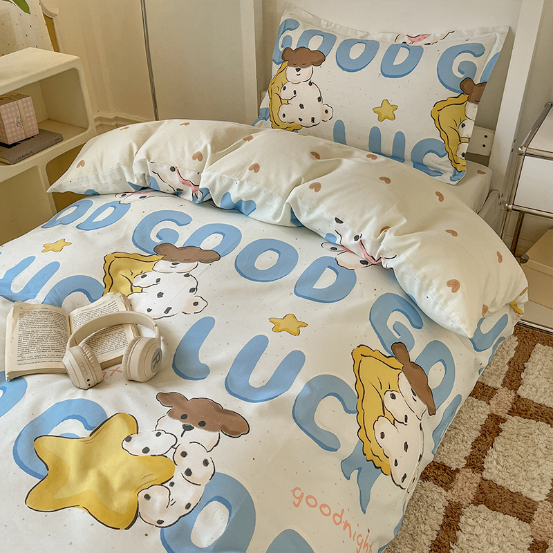 Juego de cama de dormitorio de estudiantes universitarios de tres piezas de algodón puro 2025 nueva ropa de cama con funda de edredón individual