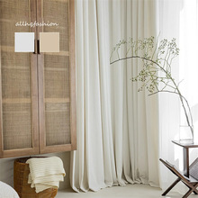 跨境专供韩国麻拼色窗帘客厅卧室成品窗帘窗纱拼接全遮光窗帘成品