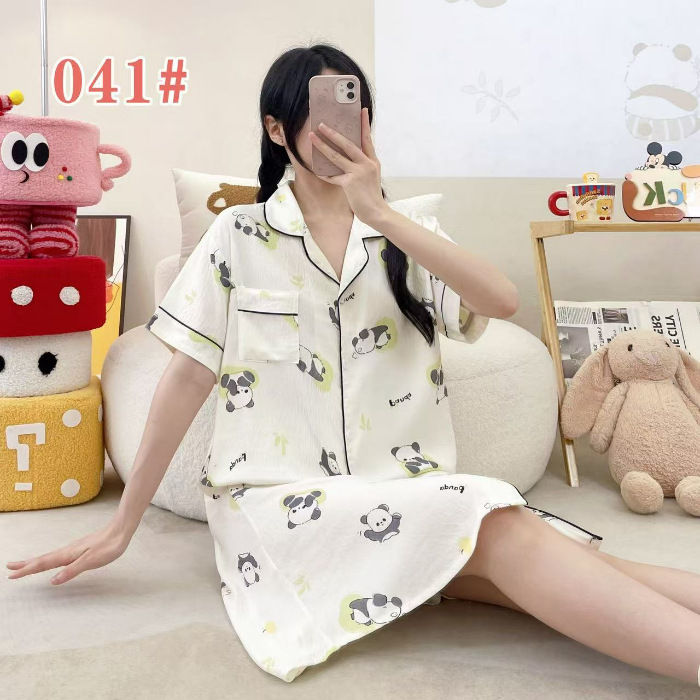 Ins adorable dulce verano pijama de mangas cortas damas nubes algodón cardigan largo