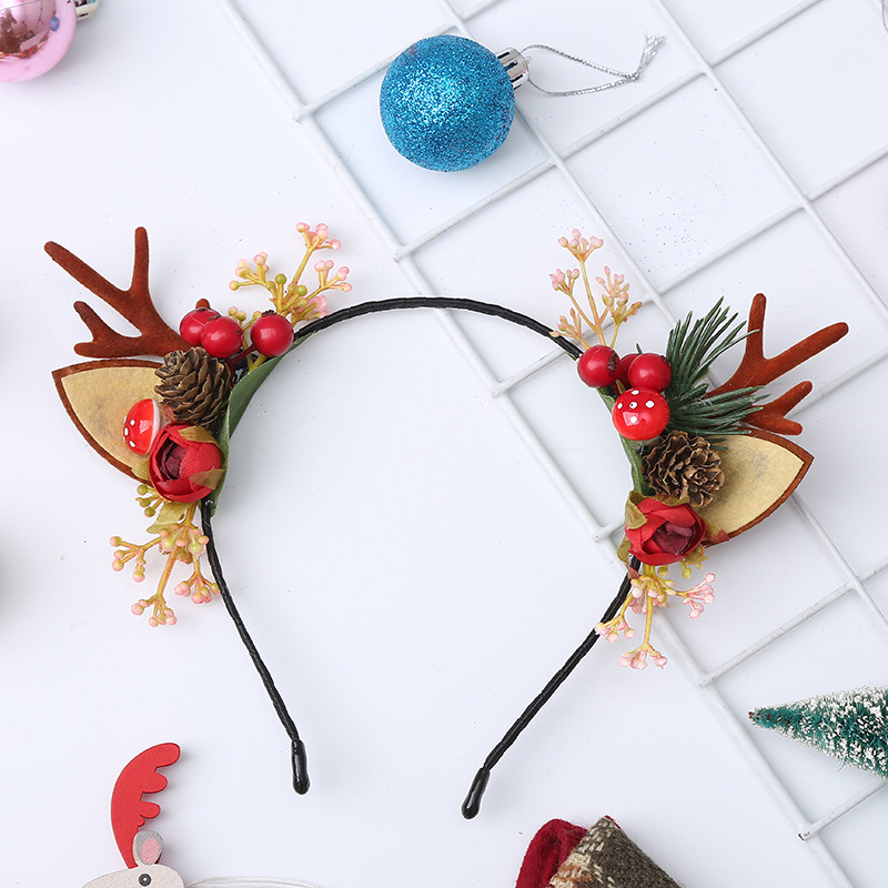 Navidad tocado diadema Nueva simulación Antler diadema Navidad diadema niños flor tocado DIY Navidad tocado