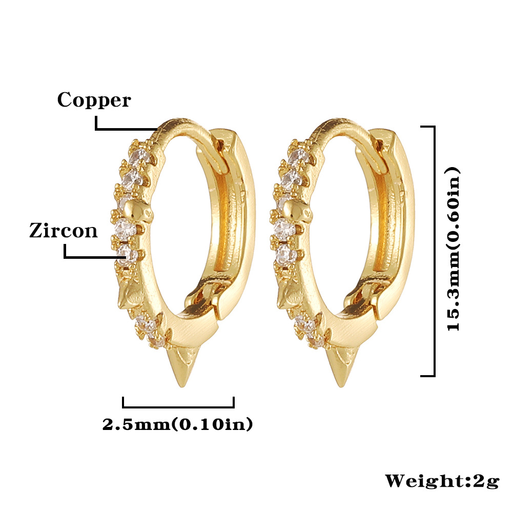 Fashion Water Droplets Copper Hoop Earrings Inlay Zircon Copper Earrings