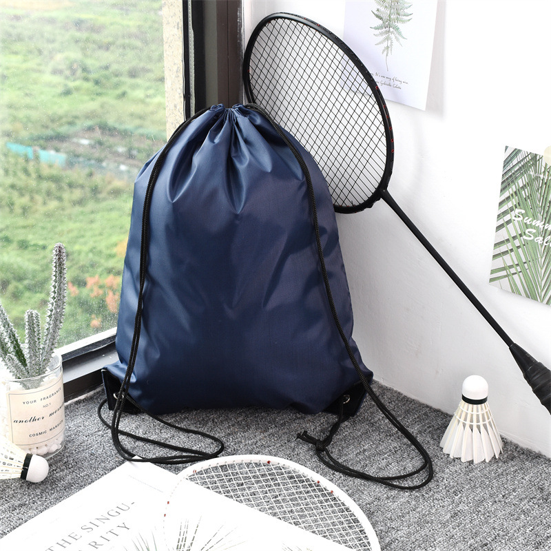 210d bolsa de cordón de poliéster Oxford mochila de cordón de tela en stock bolsa de publicidad de entrenamiento para estudiantes impresión personalizada