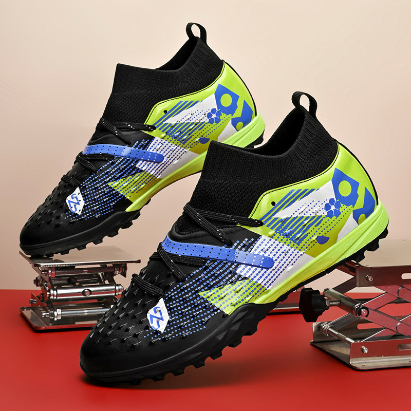 Zapatos de Fútbol de Corte Medio de Piel Sintética Antideslizantes y Ligeros para Césped
