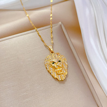 【钛钢】轻奢气质华丽满钻狮子王项链女网红百搭锁骨链钛钢链条