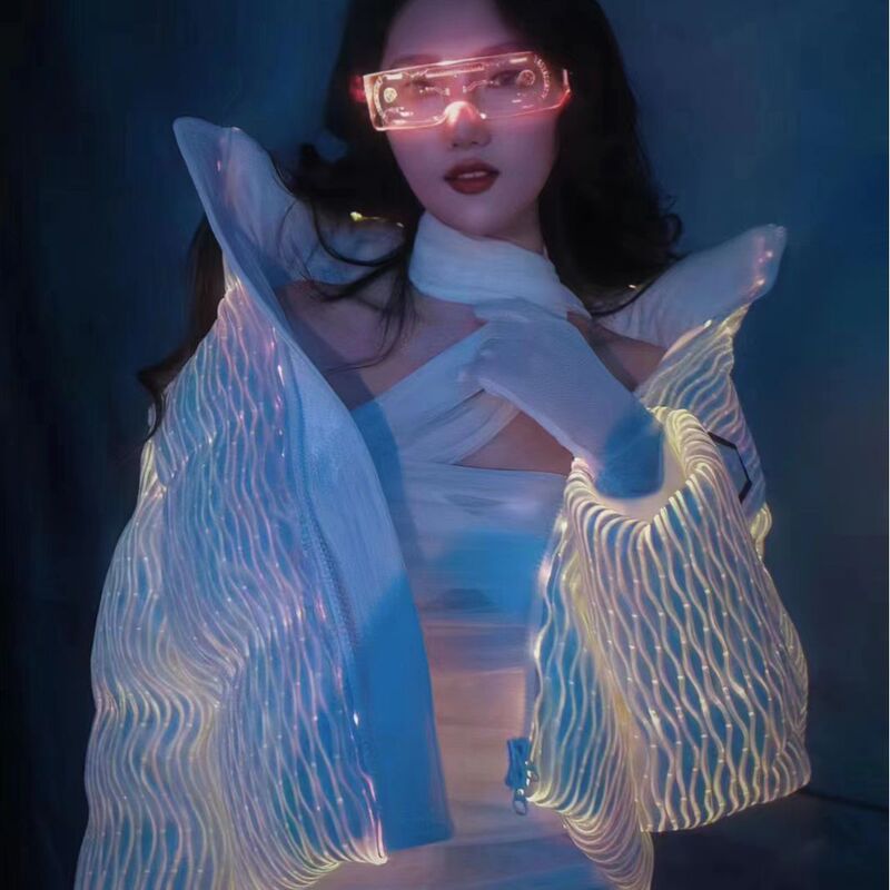 Douyin's Same Luminous down Jacket Luminous Cyberpunk down Jacket Bouncy Cool Fiber Optic down Jacket Amazon