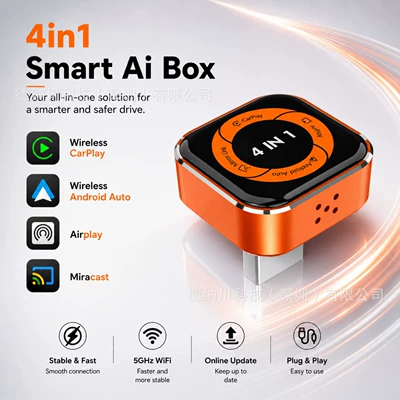 Cross-Border 4-in-1 Car-Mounted Wired to Wireless Carplay Android Auto Connectivity Box Apple Android Adapter