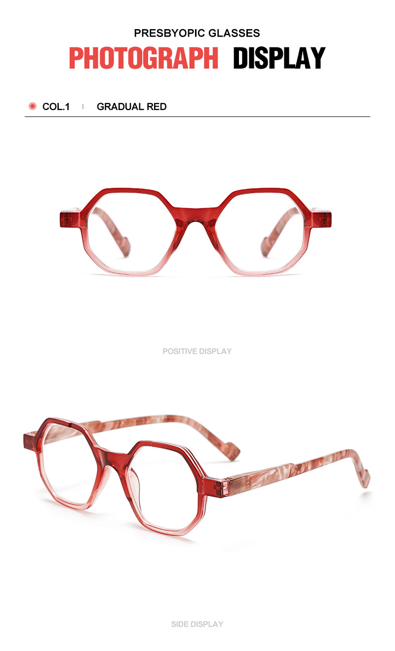 Gradient Retro Polygonal Men's Reading Glasses Personalized Frames_voghion.com