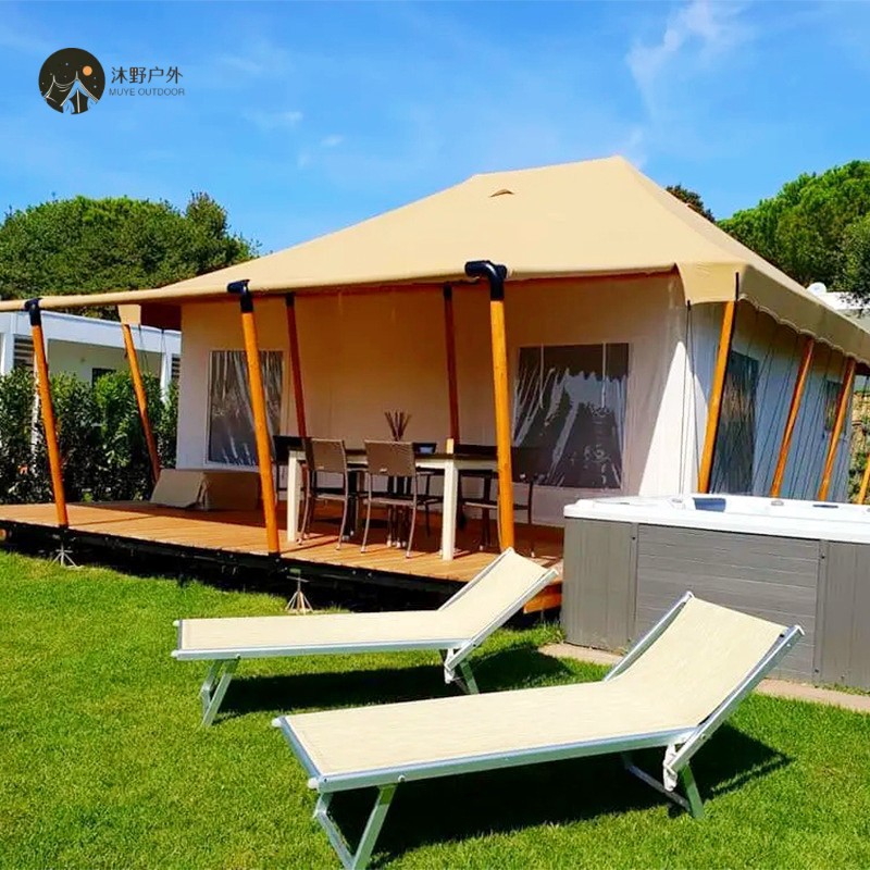 Muye estructura de acero al aire libre anti-mosquito tienda de campaña Hotel Gran lugar escénico Luz Hotel de lujo tienda de campaña fábrica