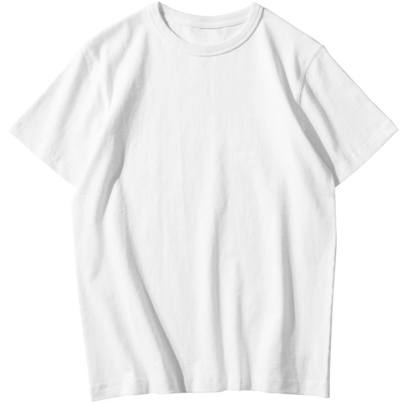 300g 三本針新疆純綿ヘビーウェイト縮まない黒白純綿Tシャツ レディース起毛通気性半袖 メンズ|undefined
