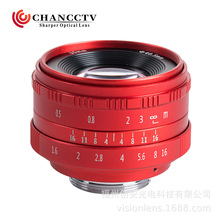 厂家自主品牌SOCAX微单35mm F1.6定焦数码相机fujiancctv镜头红色