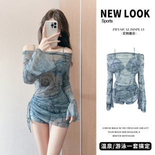 Swimwear Women's Hot Spring 2025 New Style Steelbase Push-up Split Slimming Belly Covering Sexy Slim-fit Hot Spring Swimwear for Vacation