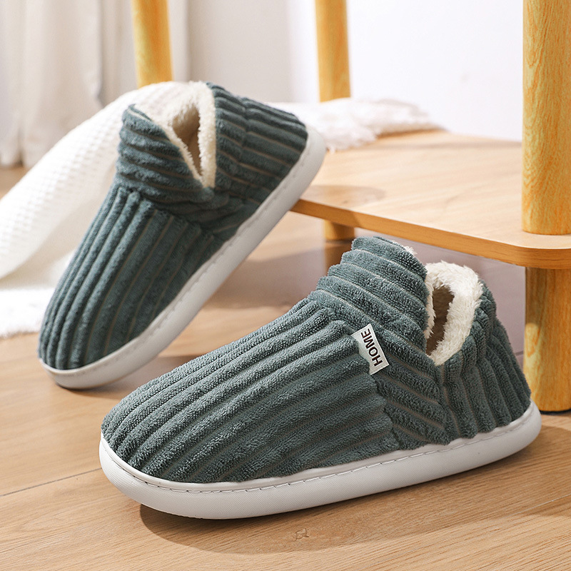 Zapatillas de algodón de invierno 2024 bolsas domésticas interiores raíz fondo grueso antideslizante para niños zapatos de algodón de peluche caliente para niños y niñas