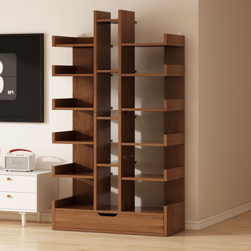 Solid Wood Bookshelf Floor-Standing Storage Rack Integrated Wall Storage Storage Rack Living Room Display Rack Vertical Cabinet Kindergarten Shelf