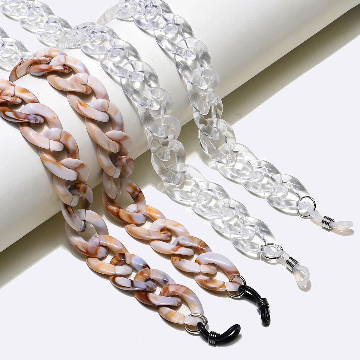 63g Weight Arylic Material Vintage 2 Piece Acrylic Transparent Glasses Shell Glasses Chain Wholesale Nihaojewelry 无