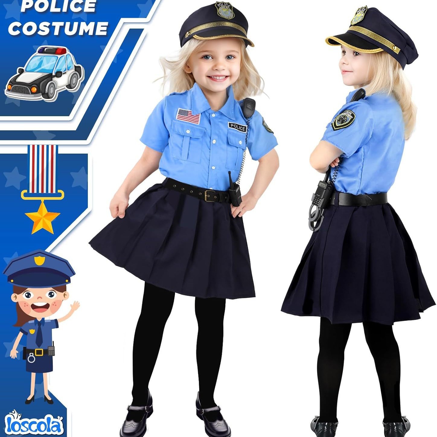 Traje de policía de cosplay para niños de Halloween Traje de Halloween Fiesta de baile Juego de roles Traje de policía para niños