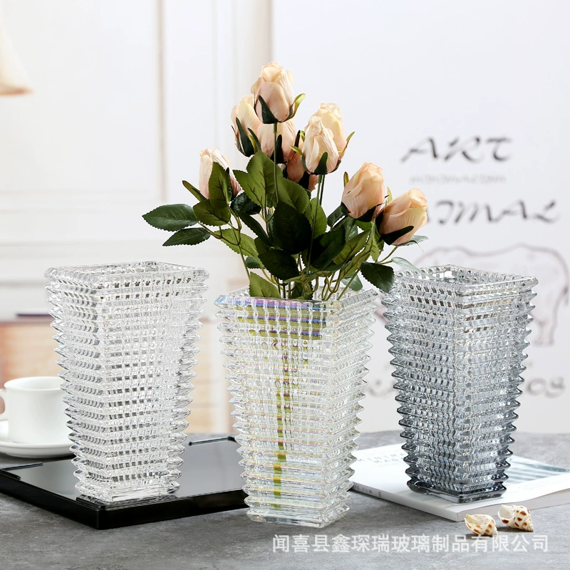 Современная простая трапециевидная Хрустальная блестящая прозрачная стеклянная ваза домашние цветы Организовать сушеные цветы Ремесла художественные украшения