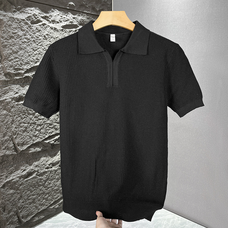 Camisas de polo de manga corta camiseta de hombre cuello V viejo dinero viento helado verano fábrica transfronteriza mayorista viejo dinero viento camiseta de polo hombre