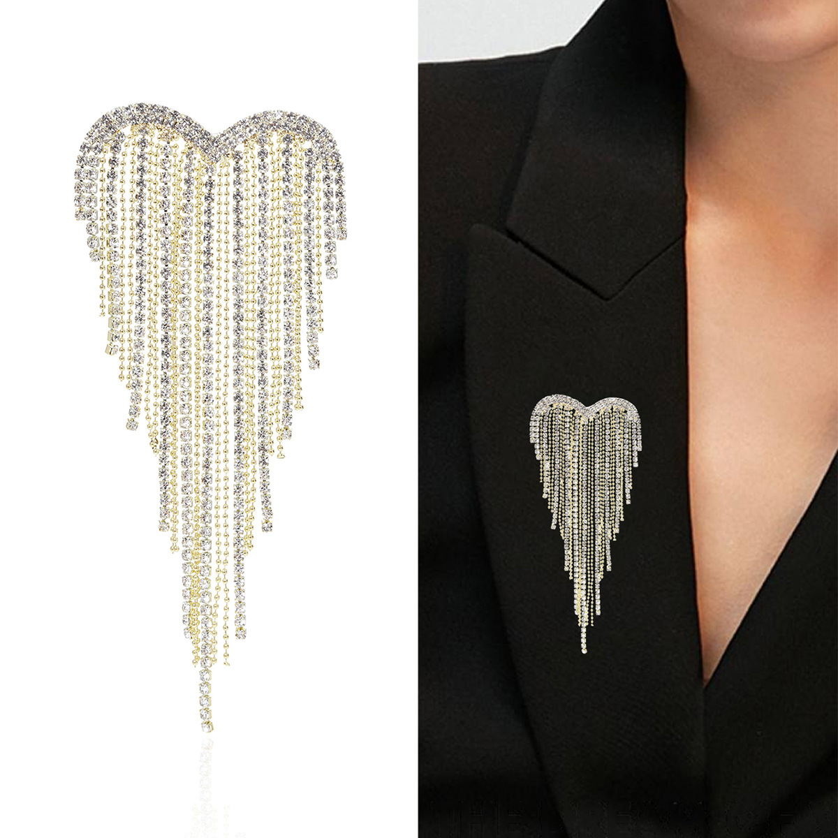Love Tassel Brooch High-end Women's Ins Trendy Elegant White-collar Suit Collar Pin Decorative Creative All-match Accessories Pin