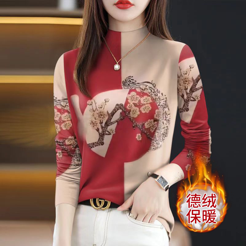批发德绒打底衫2025新款秋冬爆款女士遮肚半高领时尚长袖一件代发|undefined