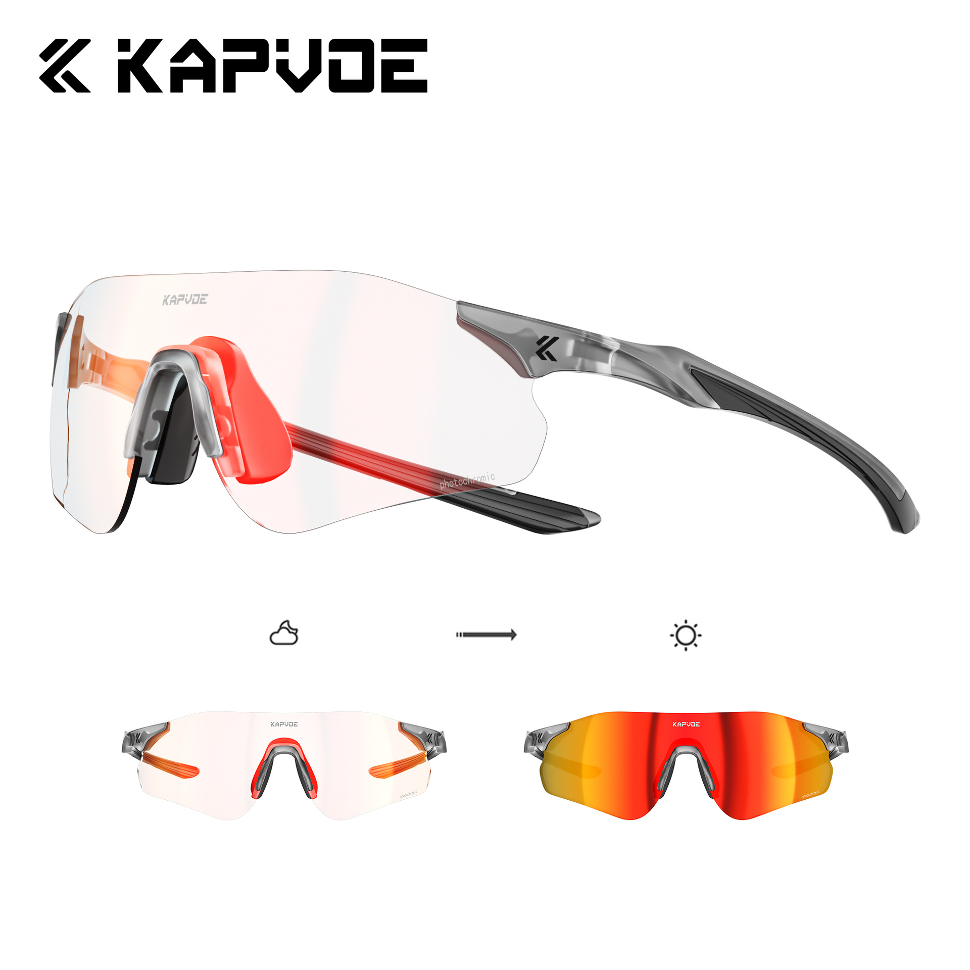 Gafas Fotocromáticas para Ciclismo y Correr de TR90, Fotocromático y Cortavientos, para Ciclismo y Escalada image 11