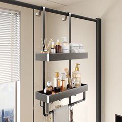 浴室の物置棚シャワー室の棚は穴を開けないで風呂に入れます。トイレはトイレのドアを収納します。