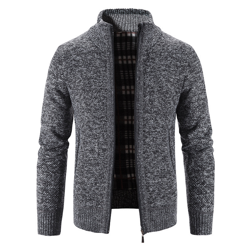 Excluido para una pieza de comercio exterior, cardigan de punto de otoño e invierno para hombres europeos y americanos, suéter grueso casual de gran tamaño con cuello alto abierto