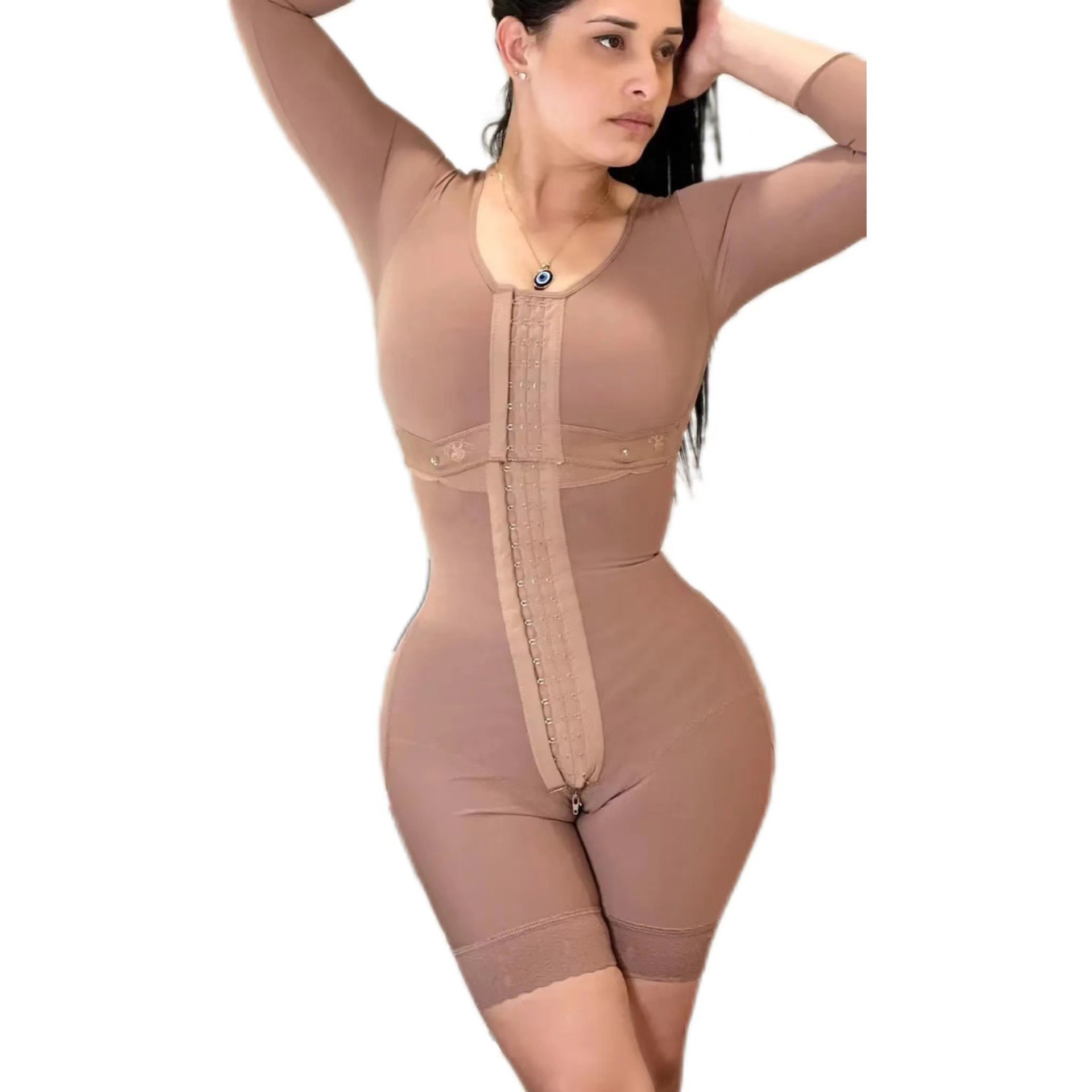 Cross-border New Body Shaper Long-sleeved Long-breasted Open-crotch Corset Plastic Corset