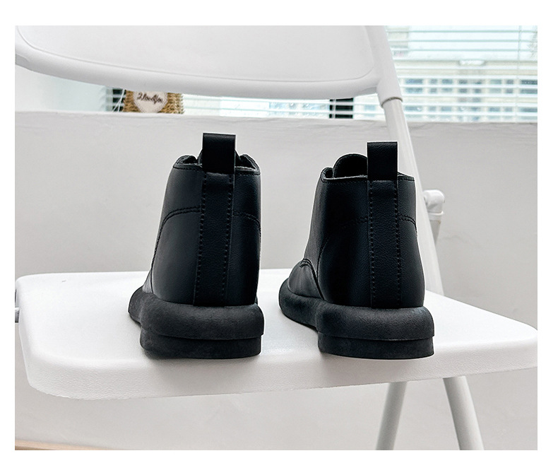 British Style Women's Leather Ankle Boots With Lace Up Thick Sole_voghion.com