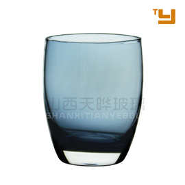 厂家生产300ml海蓝色水晶玻璃威士忌杯洋酒杯水杯牛奶杯可logo
