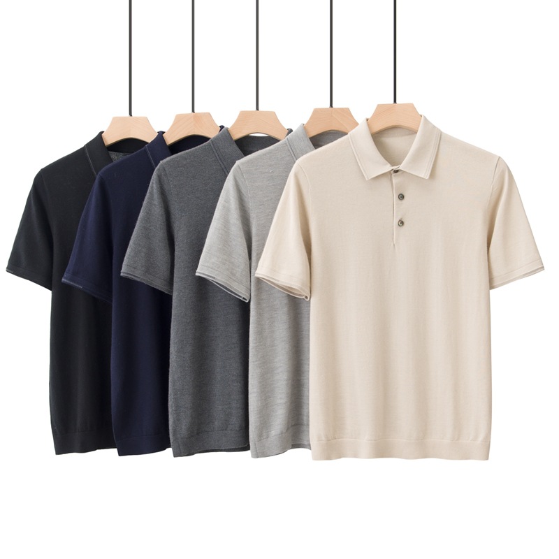 Ordos City Source Factory 100 Pure Cashmere Fine Spun 80 Count 4-Ply Business Versatile T-Neck Cashmere Short Sleeve