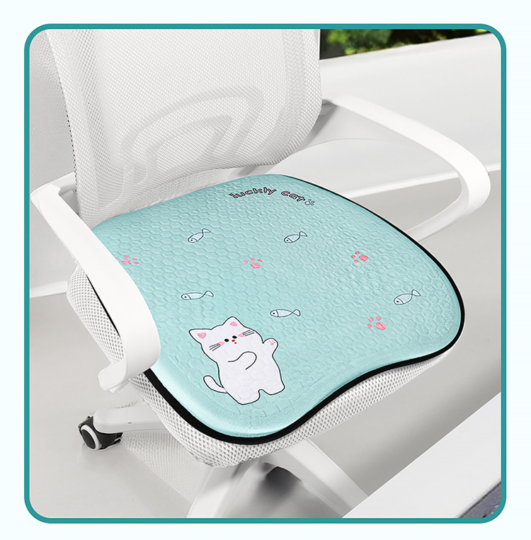 Summer Plush Gel Car Cushion Office Ice Silk Chair Cushion Cartoon Fat Cushion Gel Breathable Seat Cool Cushion