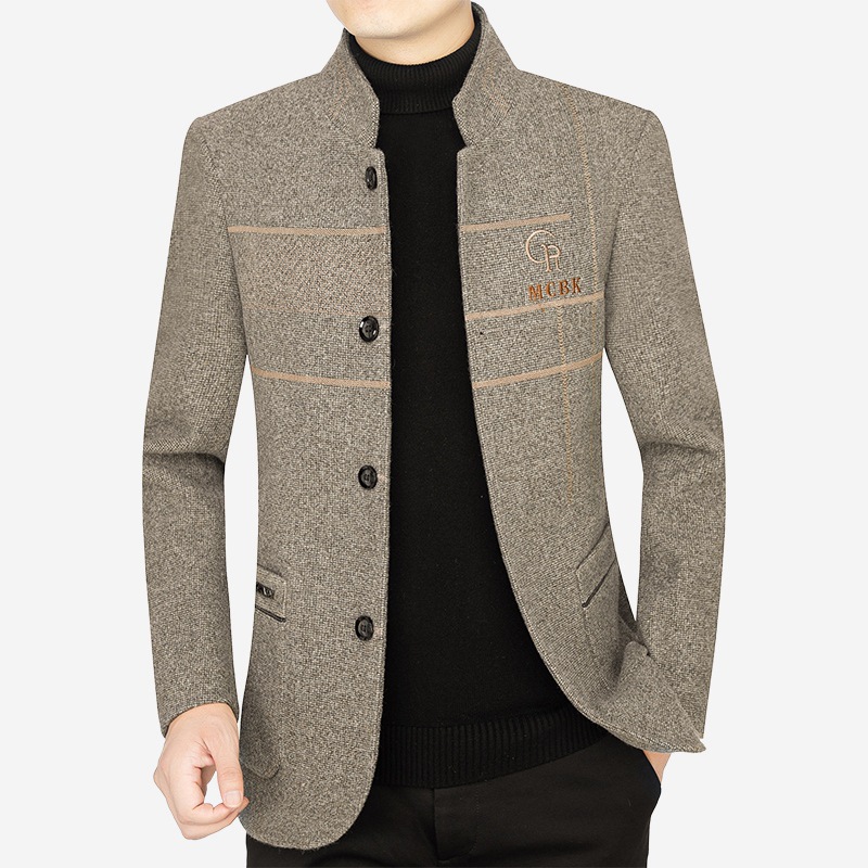 Chaqueta de lana engrosada para hombres de mediana edad 2023 chaqueta de lana para papá informal de negocios de otoño e invierno