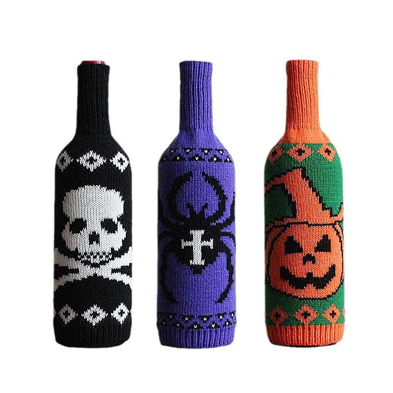 Botella de vino de Halloween transfronterizo calabaza esqueleto tejo bolsas de botella de vino vino tinto decoración de mesa al por mayor