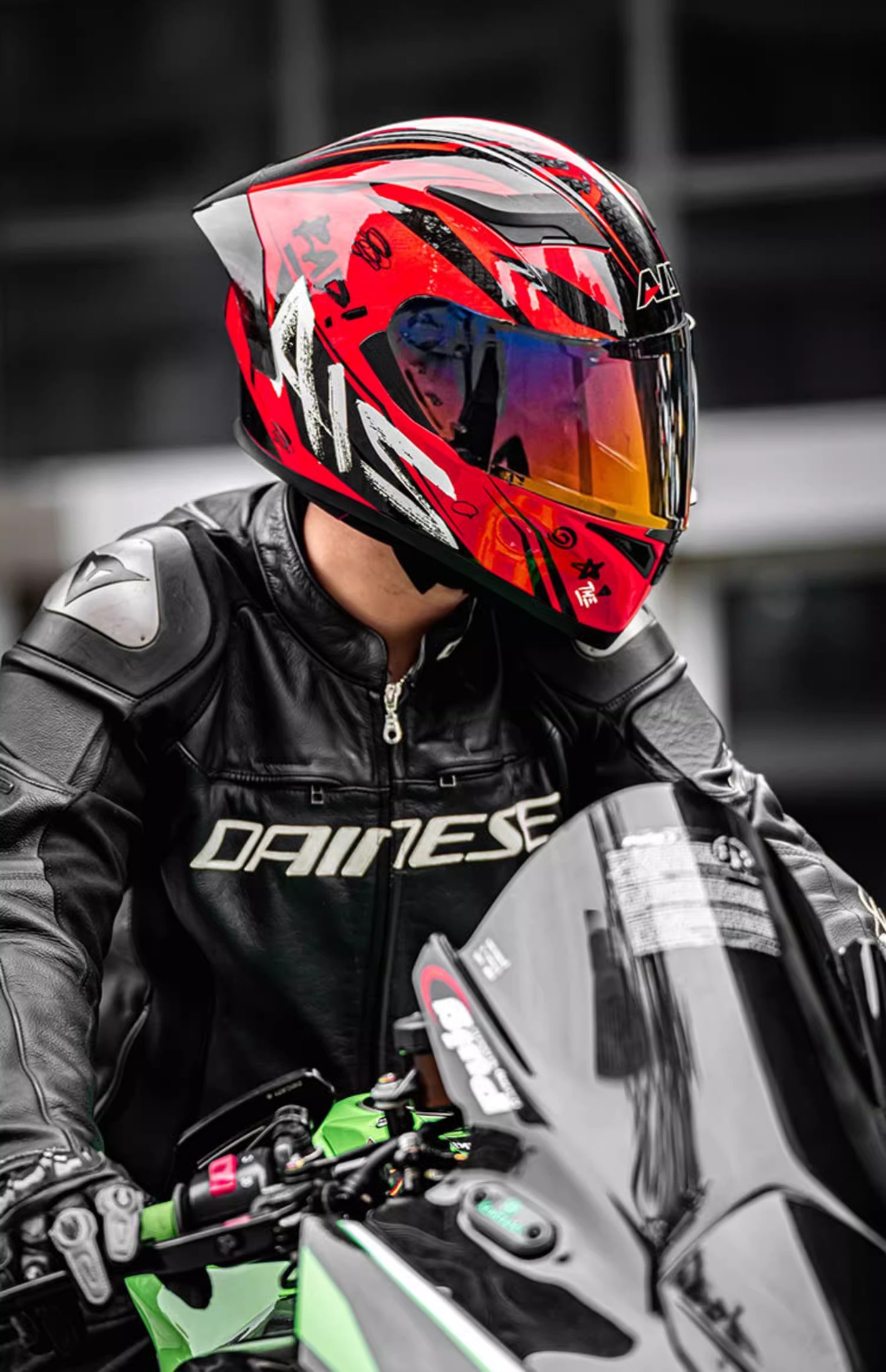 Ai Shi Helmet Motorcycle Full Helmet Electric Motorcycle Men's Big Head Circumference Four Seasons Motorcycle plus size Safety Helmet 3C