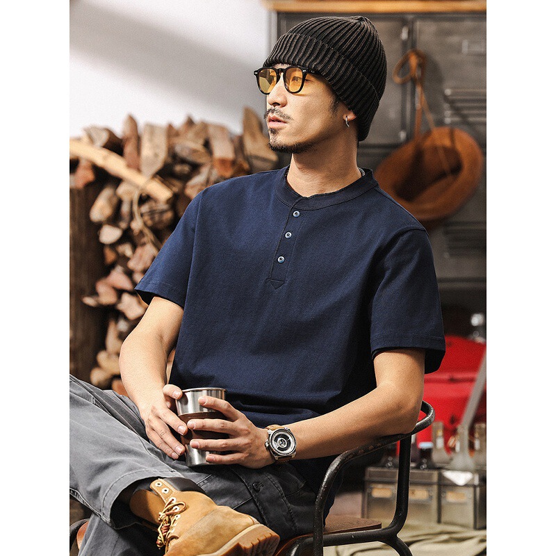 American Retro Men's Polo Shirt Short-Sleeved Men's Summer Trendy 250g Heavyweight T-Shirt Men's Loose Casual Top Men's